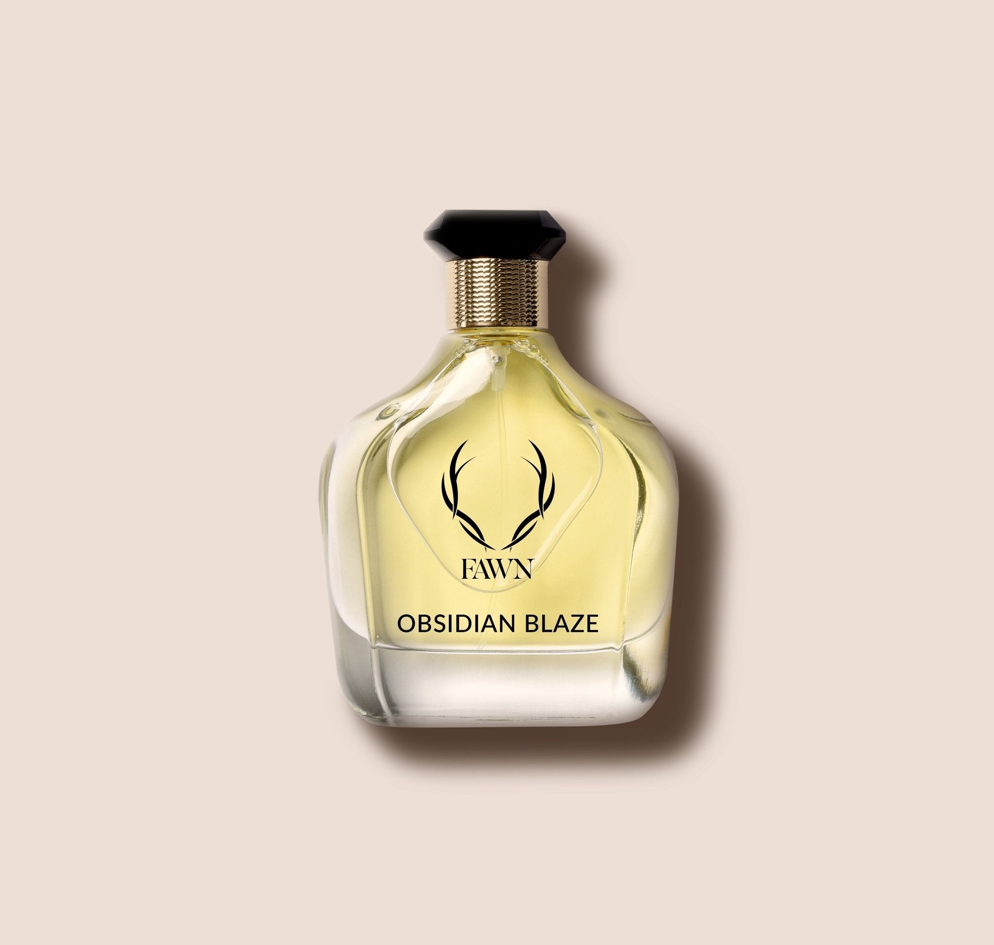 Obsidian Blaze perfume bottle front view by Fawn.