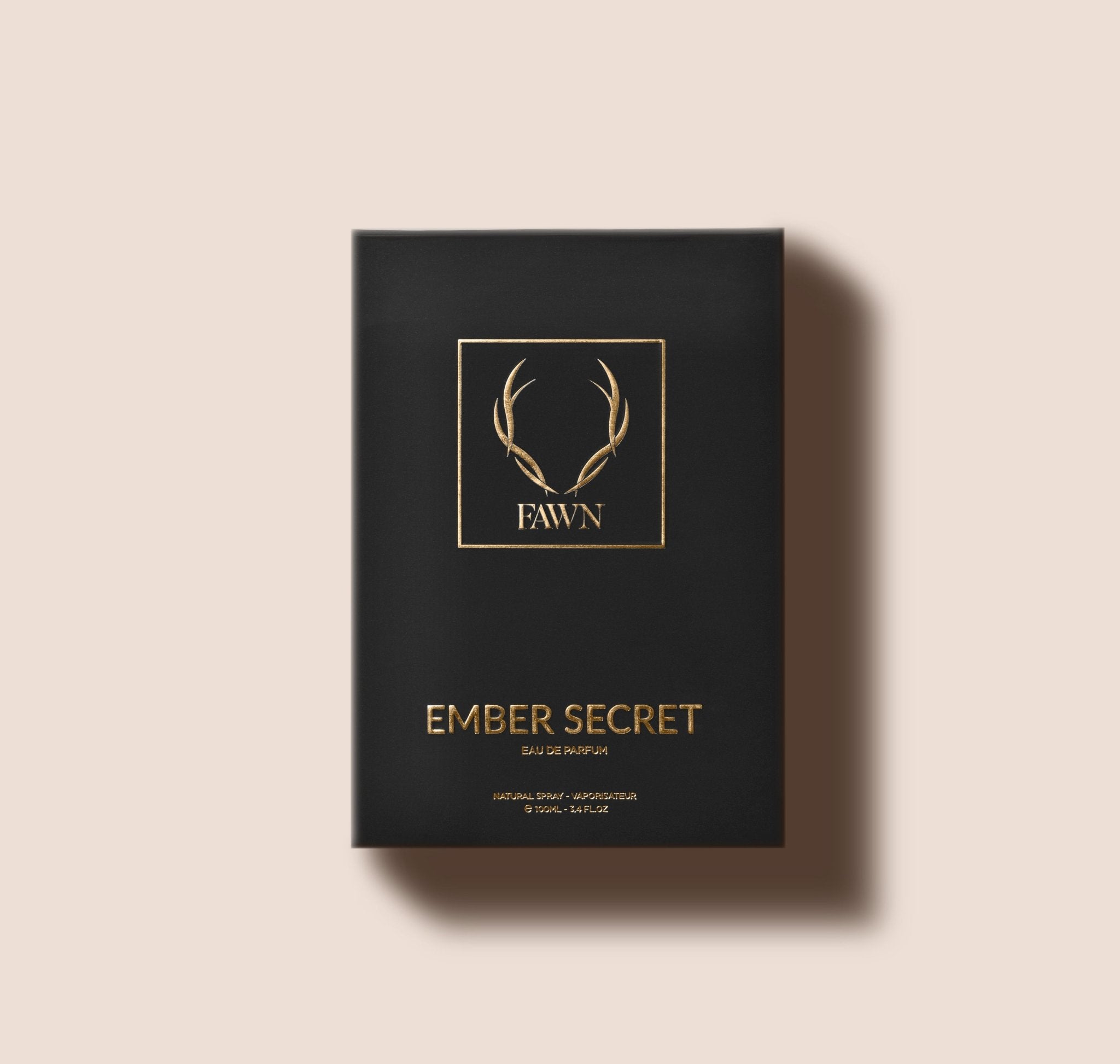 Ember Secret perfume box packaging by Fawn.